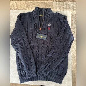 Polo by Ralph Lauren Dark Blue Cable Knit Zip Sweater